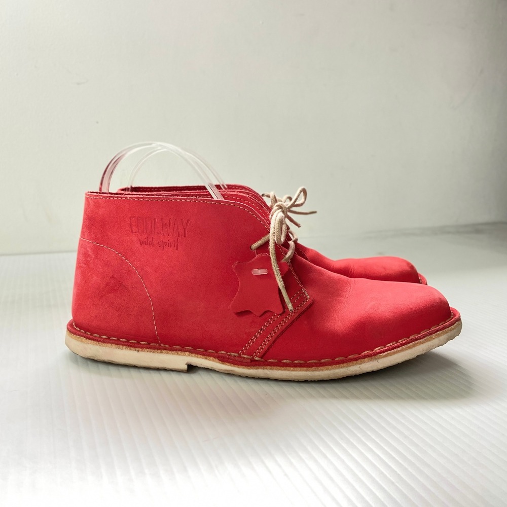 Coolway Wild Spirit Red Orange Nubuck Leather Chukka Boots Womens EU 38 US 6 6.5